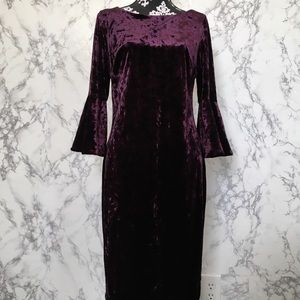 Calvin Klein Royal Purple Velvet Bell Sleeve Dress